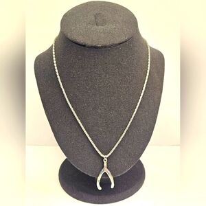 Silver Wishbone Pendant Necklace
